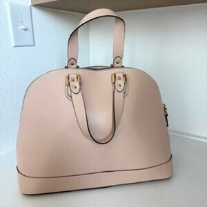 ALBERTA‎ DI CANIO Leather Satchel Nude Beige Dome Bag Made in Italy Handbag